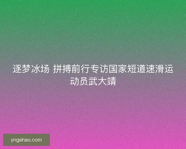 逐梦冰场 拼搏前行专访国家短道速滑运动员武大靖