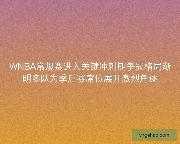 WNBA常规赛进入关键冲刺期争冠格局渐明多队为季后赛席位展开激烈角逐
