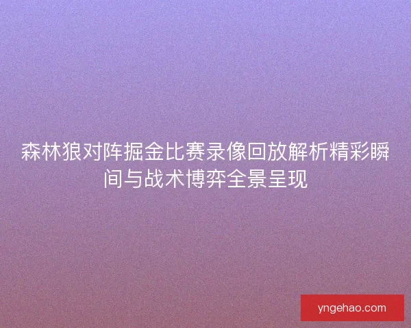 森林狼对阵掘金比赛录像回放解析精彩瞬间与战术博弈全景呈现